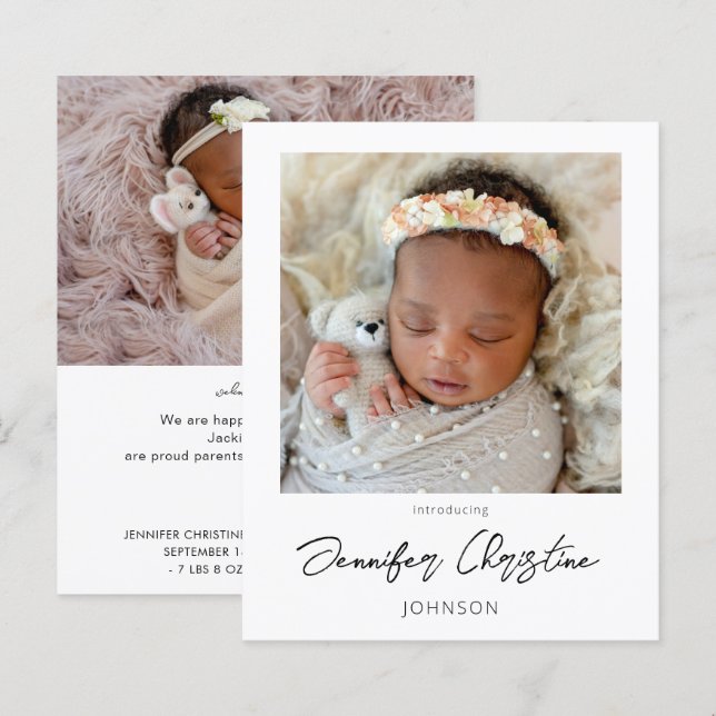 Budget Instant Two Photo Birth Announcement 4 (Front/Back)