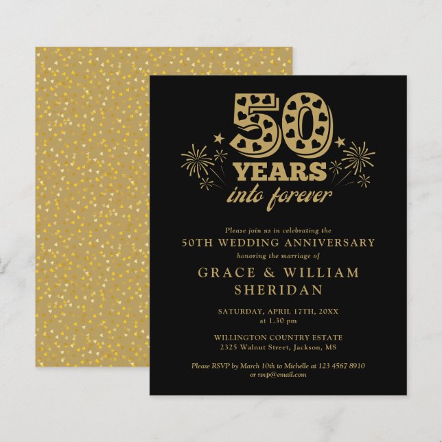 Budget Into Forever 50th Anniversary Invitation (Front/Back)