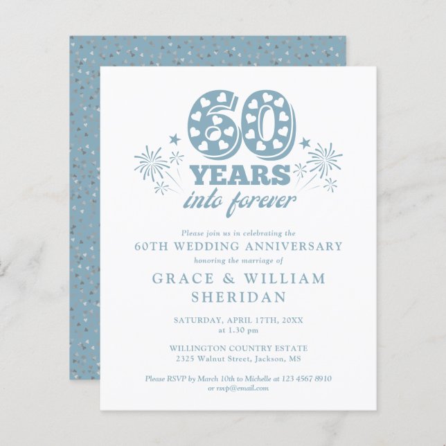 Budget Into Forever 60th Anniversary Invitation (Front/Back)