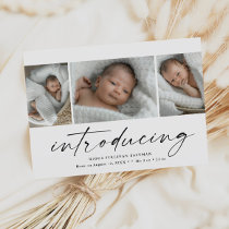 Budget Introducing Baby 3 Photo Thank You Card