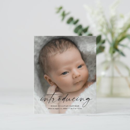 Budget Introducing Baby Photo Thank You Card