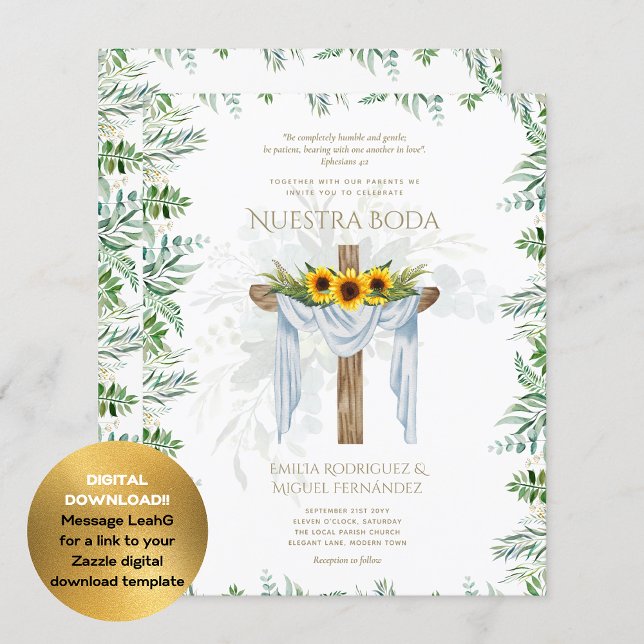 BUDGET Invitación De Boda Católica Bilingüe (Creator Uploaded)