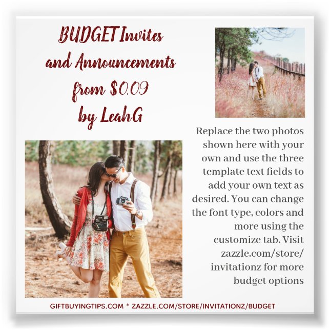 BUDGET Invitation Announcement Save the Date PHOTO Print (Front)