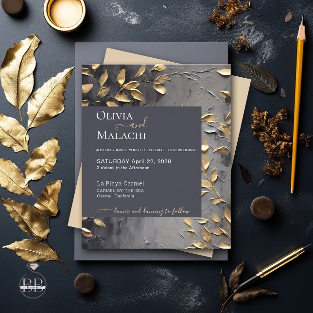 Budget Invitation Gold Leaf Impasto Noir Flyer (Creator Uploaded)