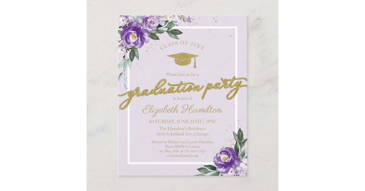 Budget Invitation High School Grad Party Floral | Zazzle