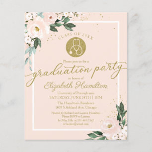 Budget Invitation Nursing School Grad Party Blush