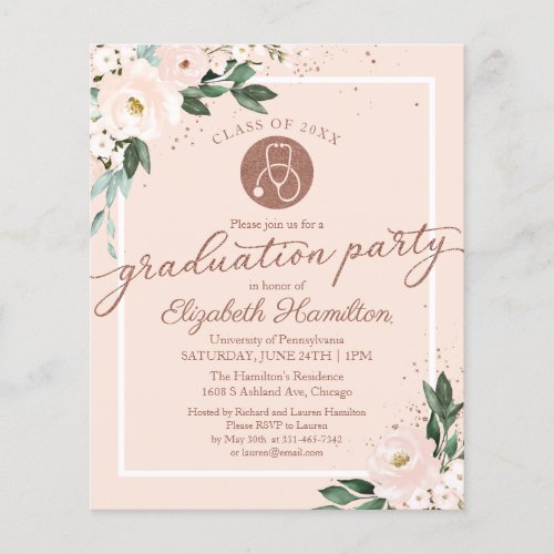  Budget Invitation Nursing School Grad Party Blush