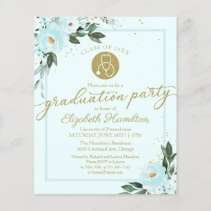 Budget Invitation Nursing School Grad Party Teal