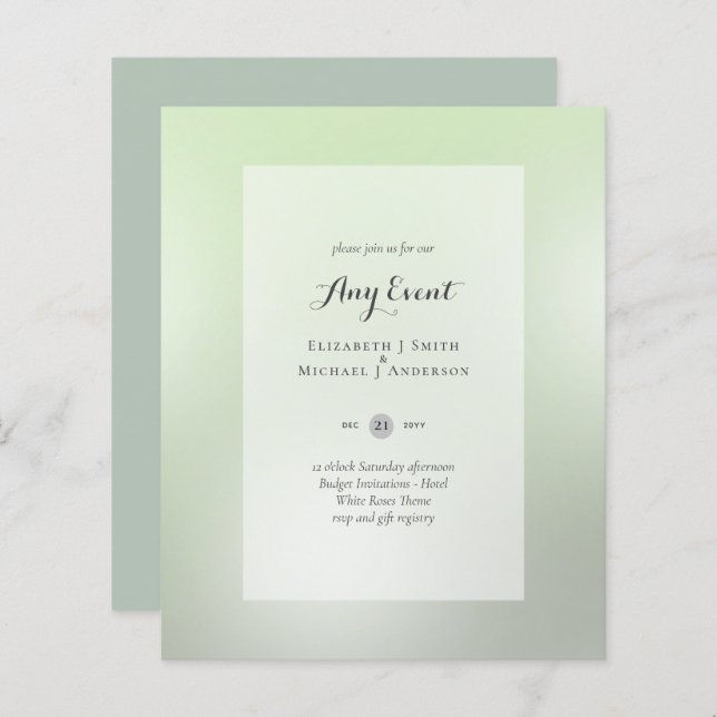 BUDGET INVITATIONS - ANY EVENT - SAGE Abstract (Front/Back)