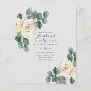 BUDGET INVITATIONS - ANY EVENT - White Roses Flyer