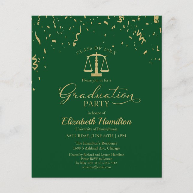 Budget Invitations Law School Graduation Party (Front)
