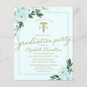 Budget Invitations Nursing School Grad Party Teal