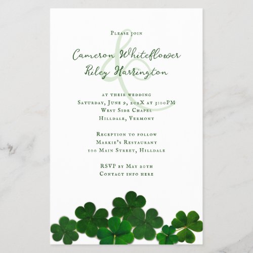 Budget Irish Wedding Invitation Flyer