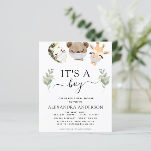 Budget It's a Boy Baby Shower Woodland Eucalyptus (Standing Front)