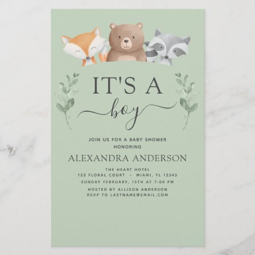 Budget Its a Boy Baby Shower Woodland Greenery