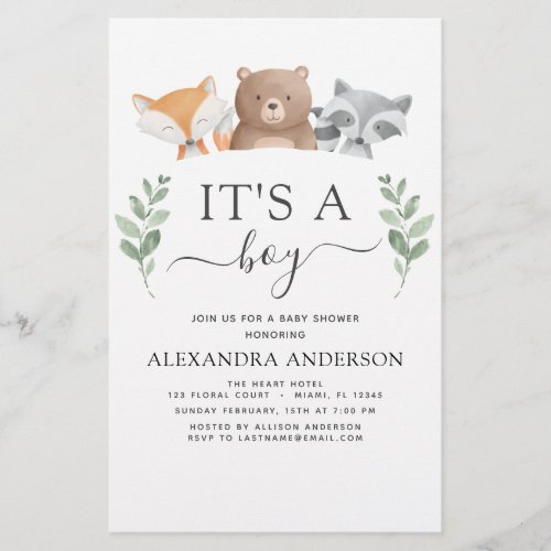 Budget Its a Boy Baby Shower Woodland Greenery