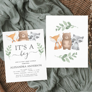 Budget It's a Boy Baby Shower Woodland Greenery Flyer