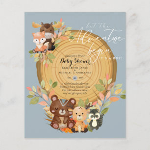 BUDGET It's A Boy WOODLAND ANIMALS Baby Shower     Flyer