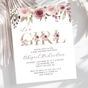 Budget Its a Girl Burgundy Blush Baby Shower