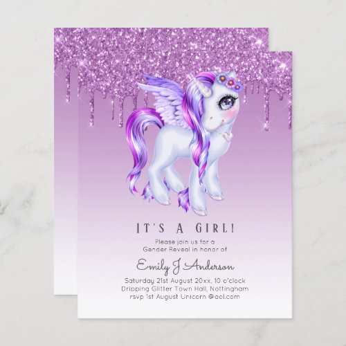 BUDGET Its A Girl Glittery Unicorn Baby Shower