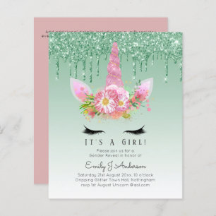 BUDGET It's A Girl Glittery Unicorn Baby Shower