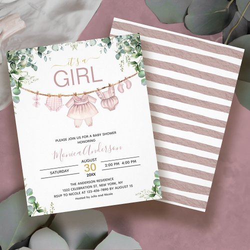 Budget Its A Girl Pink Boho Baby Shower Invitation Flyer