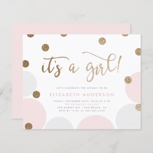 Budget Its a Girl Pink Gold Confetti Baby Shower