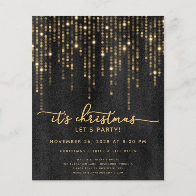 Budget It's Christmas Let's Party Gold Glitter  Flyer (Front)