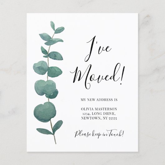 Budget I've Moved Change of Address Eucalyptus (Front)