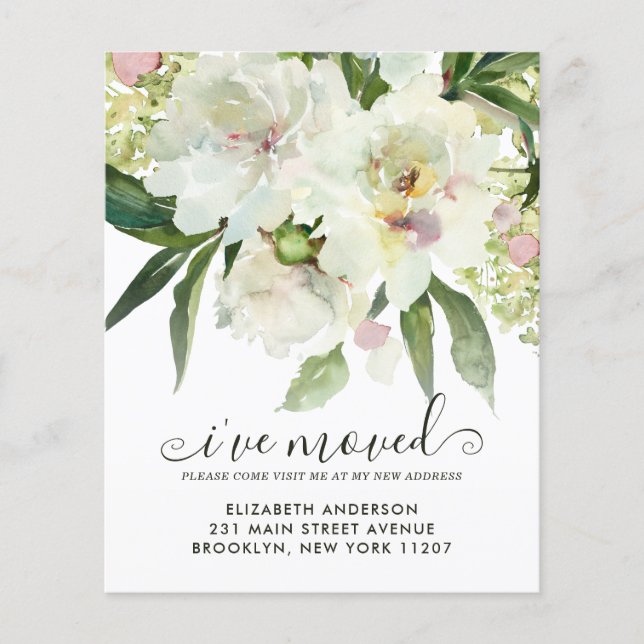 Budget I've Moved Floral Botanical Peony Moving (Front)