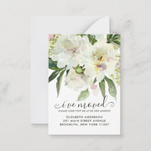 Budget I've Moved Floral Botanical Peony Moving Note Card