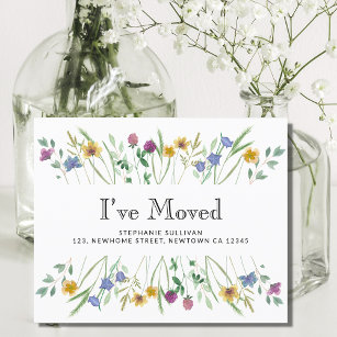 Budget I've Moved Floral Moving Announcement Card