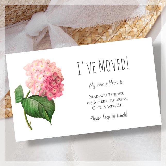 Budget I've Moved Hydrangea Announcement Card (Creator Uploaded)