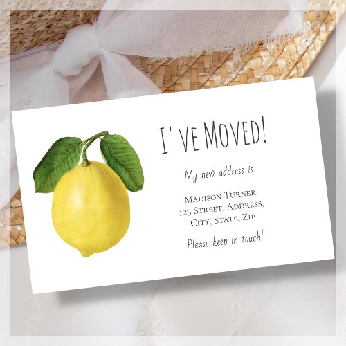 Budget Ive Moved Lemon Announcement Card