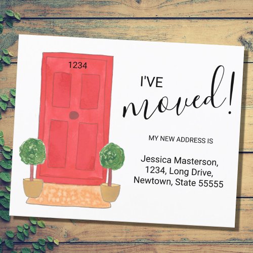 Budget Ive Moved Red Door Announcement Card