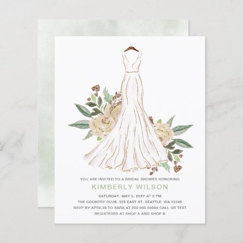 Budget Ivory Floral Wedding Dress Bridal Shower