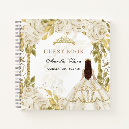 Budget Ivory White Floral Quinceaera Guest Book