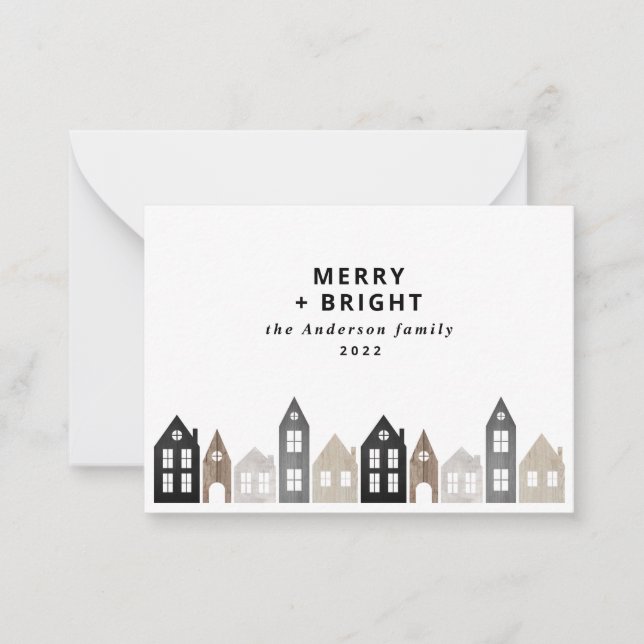 budget Japandi Christmas Nordic houses stylish  Note Card (Front)