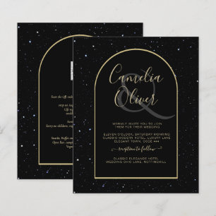 BUDGET Jet BLACK GOLD Starry Night Wedding INVITE