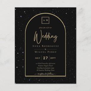 BUDGET Jet BLACK GOLD Starry Night Wedding INVITE Flyer