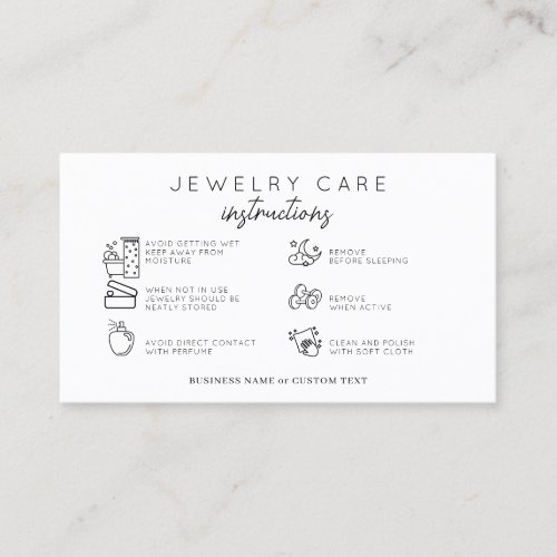 Budget Jewelry Care Instructions Earring Business  Business Card