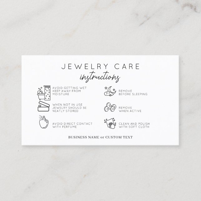 Budget Jewelry Care Instructions Earring Business  Card (Front)