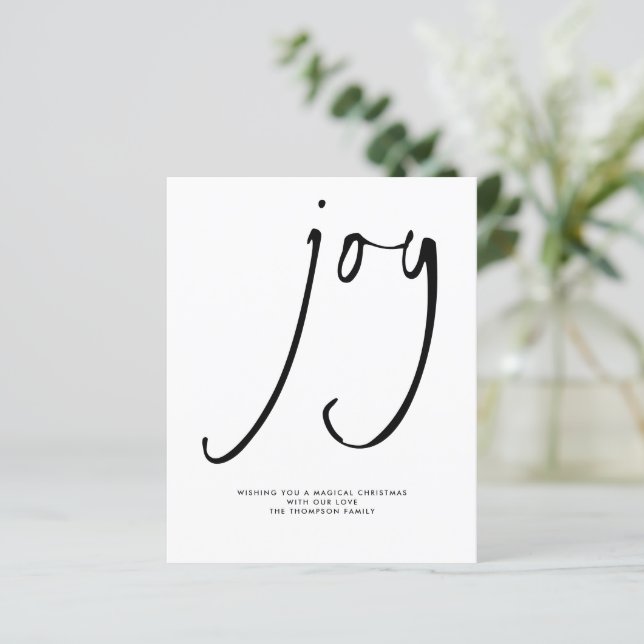 Budget Joy Elegant Script Black White Holiday (Standing Front)