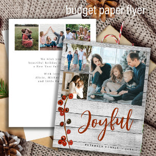 Budget Joyful photo collage wood Holiday Card Flyer