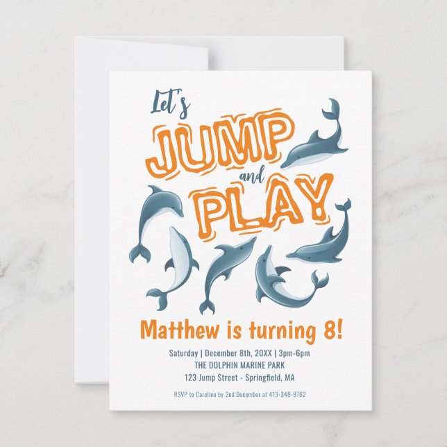 Budget Jump Play Dolphin Park Kids Party Birthday Note Card (Front)