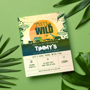 Budget Jungle Animals Two Wild Birthday Invitation