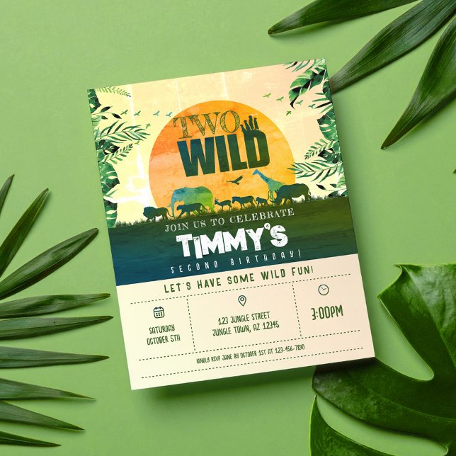 Budget Jungle Animals Two Wild Birthday Invitation (Creator Uploaded)
