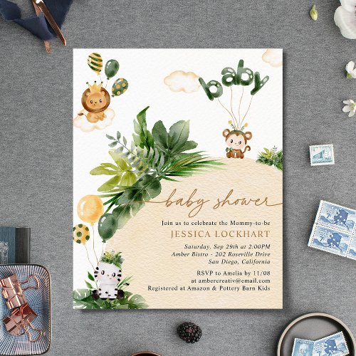 Budget Jungle Party Baby Shower Invitation