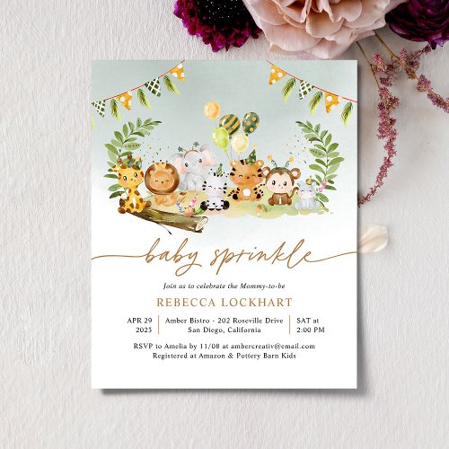 Budget Jungle Party Boy Baby Sprinkle Invitation 