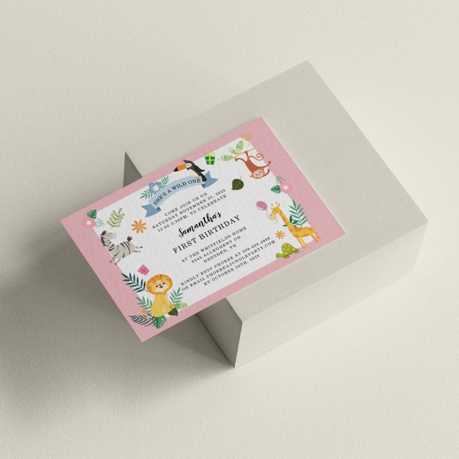 Budget Jungle Safari Animal 1st Birthday Wild One Note Card (Creator Uploaded)